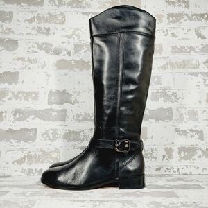 NEW Vince Camuto Ovarlym Black Leather Knee-High Riding Boots V471